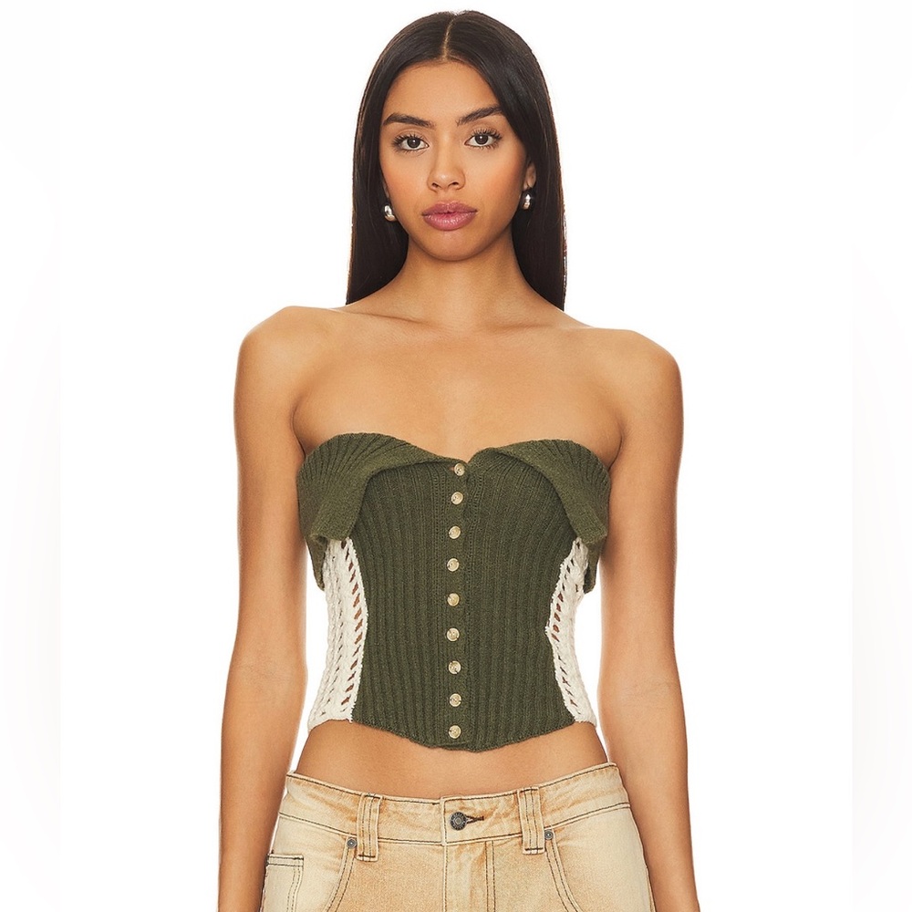 Jaded London knitted corset in olive